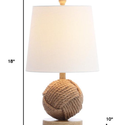 18" Natural Rope Ball Coastal Table Lamp With Globe Shade HomeRoots