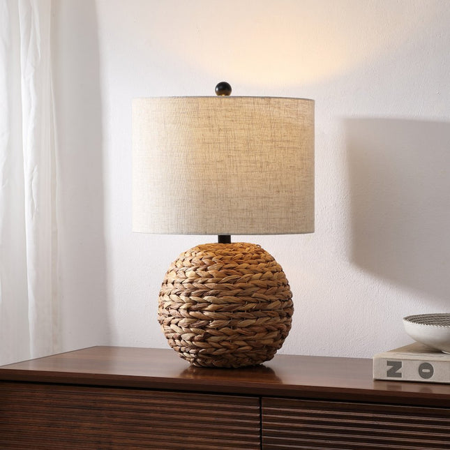 22" Clear Round Table Lamp LED With Drum Shade