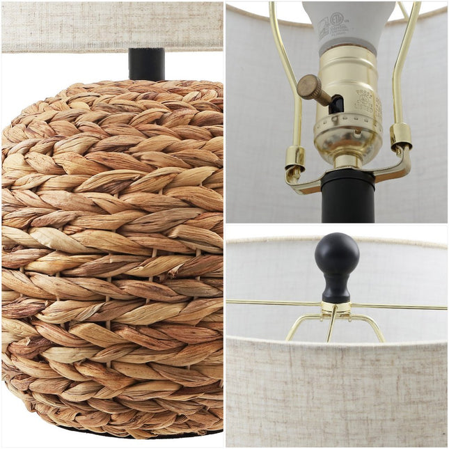 22" Clear Round Table Lamp LED With Drum Shade
