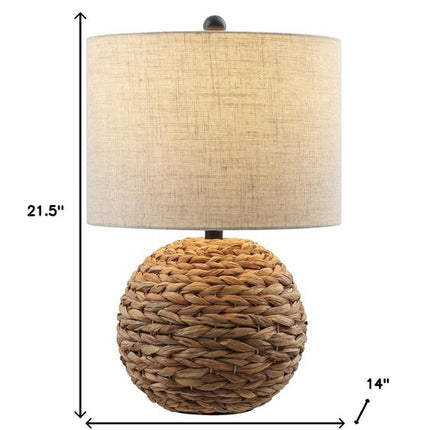 22" Clear Round Table Lamp LED With Drum Shade HomeRoots