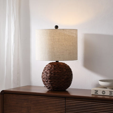 22" Clear Round Table Lamp With Drum Shade HomeRoots