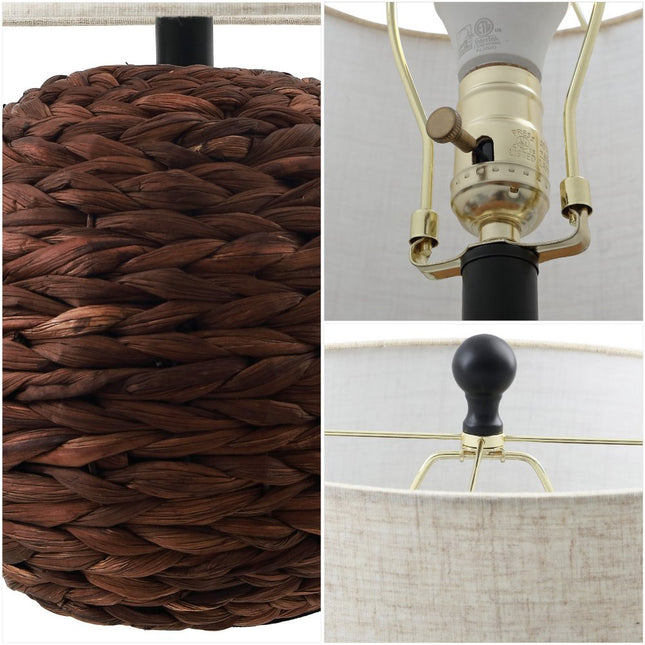 22" Clear Round Table Lamp With Drum Shade HomeRoots