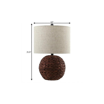 22" Clear Round Table Lamp With Drum Shade HomeRoots