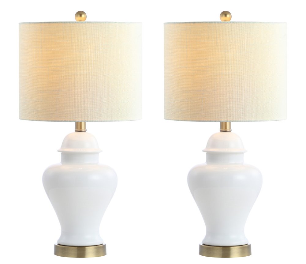 Set of Two 22" Gold Urn Table Lamps LED With Drum Shades
