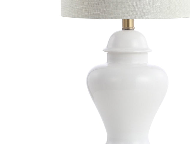 Set of Two 22" White And Gold Urn Bedside Lamps With Drum Shades HomeRoots