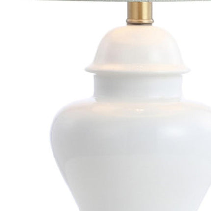 Set of Two 22" White And Gold Urn Bedside Lamps With Drum Shades HomeRoots