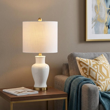 21" Gold Urn Table Lamp LED With Drum Shade HomeRoots