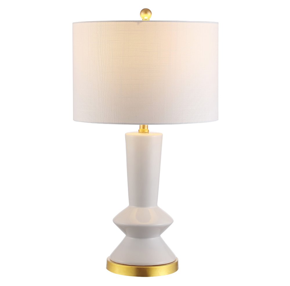 27" Gold Geometric Table Lamp LED With Drum Shade
