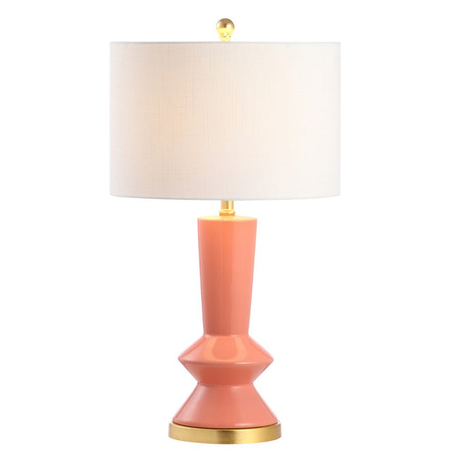 27" Gold Geometric Table Lamp LED With Drum Shade