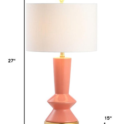 27" Gold Geometric Table Lamp LED With Drum Shade HomeRoots