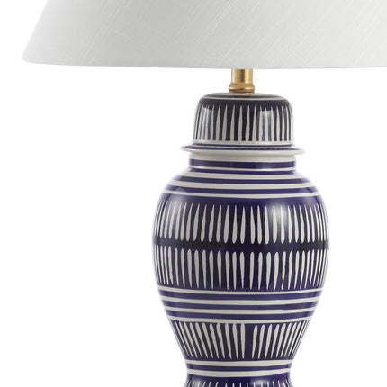 27" Navy Blue Gold And White Urn Table Lamp With Empire Shade HomeRoots