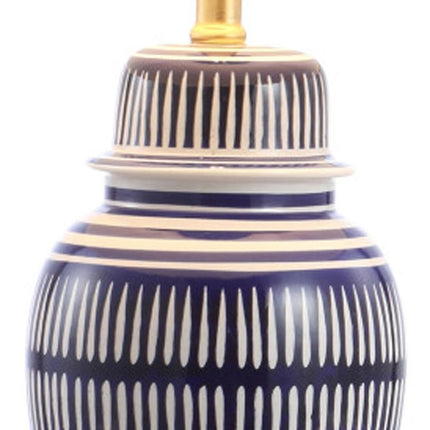 27" Navy Blue Gold And White Urn Table Lamp With Empire Shade HomeRoots
