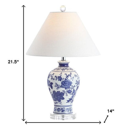 22" Navy Blue Gold And White Urn Table Lamp With Empire Shade HomeRoots