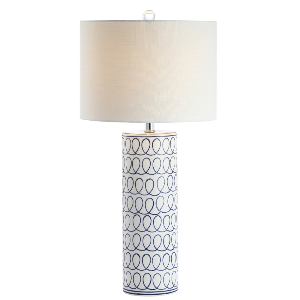 29" White Table Lamp LED With Drum Shade