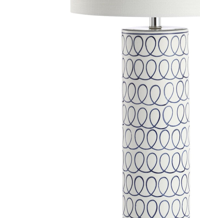 29" White Table Lamp LED With Drum Shade HomeRoots