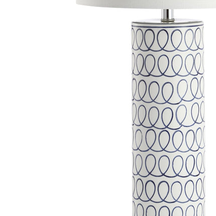 29" White Table Lamp With Drum Shade