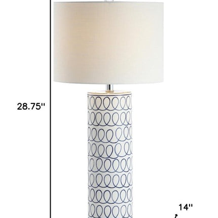 29" White Table Lamp With Drum Shade