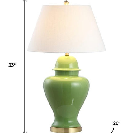 33" Green And Gold Urn Table Lamp With Empire Shade HomeRoots
