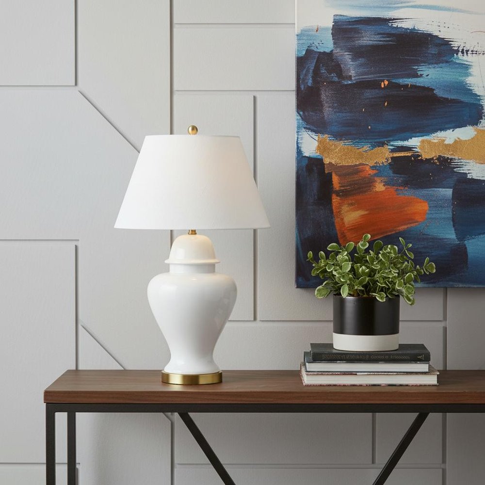 33" Gold Novelty Table Lamp LED With Empire Shade