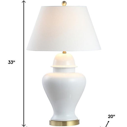 33" White And Gold Urn Table Lamp With Empire Shade HomeRoots