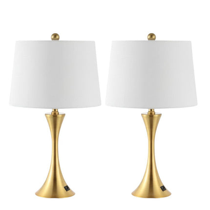 Set of Two 23" Clear Novelty Table Lamps With Empire Shades HomeRoots