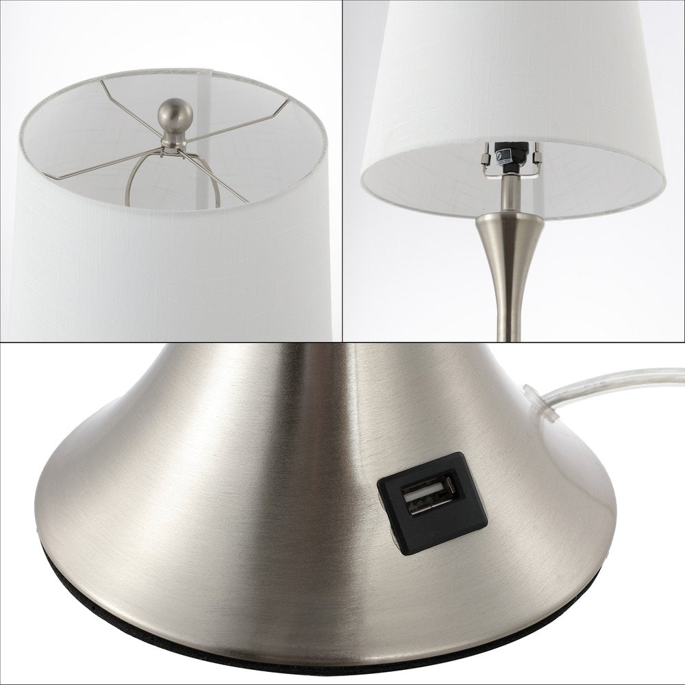 Set of Two 23" Clear Novelty Table Lamps LED With Empire Shades