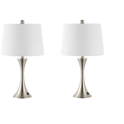 Set of Two 23" Clear Novelty Table Lamps With Empire Shades HomeRoots