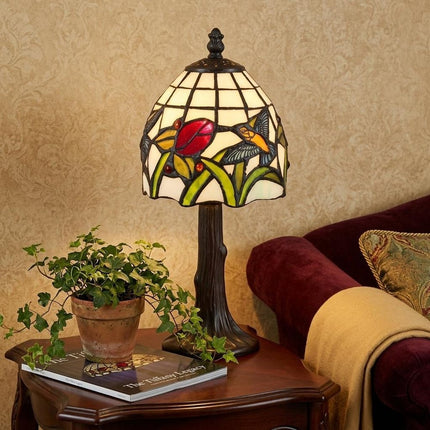 12" Bronze Birds Novelty Tiffany Lamp With Bell Shade HomeRoots
