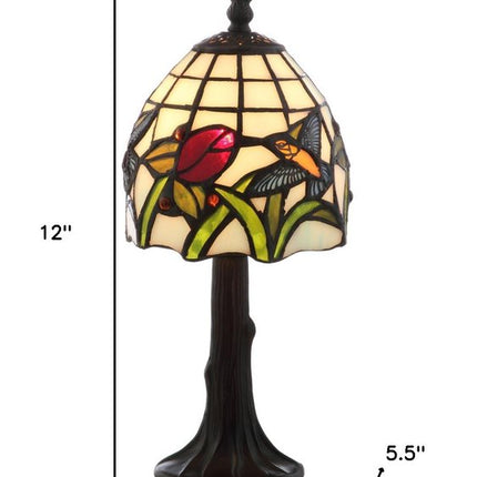 12" Bronze Birds Novelty Tiffany Lamp With Bell Shade HomeRoots