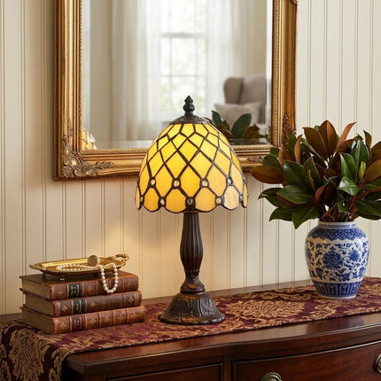 13" Bronze Novelty Tiffany Lamp With Bell Shade HomeRoots