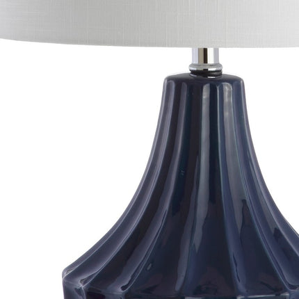 25" Navy Blue And Clear Novelty Table Lamp With Drum Shade HomeRoots