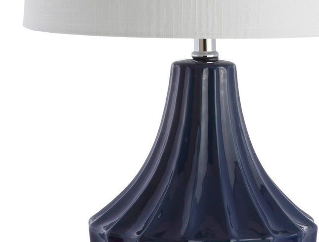 25" Navy Blue And Clear Novelty Table Lamp With Drum Shade HomeRoots
