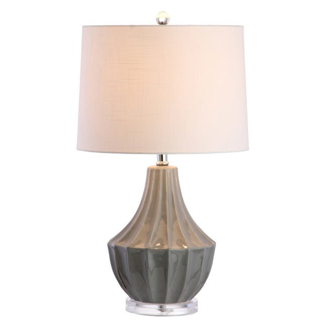 25" Gray And Clear Novelty Table Lamp With Drum Shade