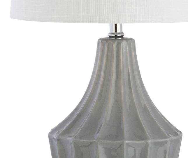 25" Gray And Clear Novelty Table Lamp With Drum Shade HomeRoots