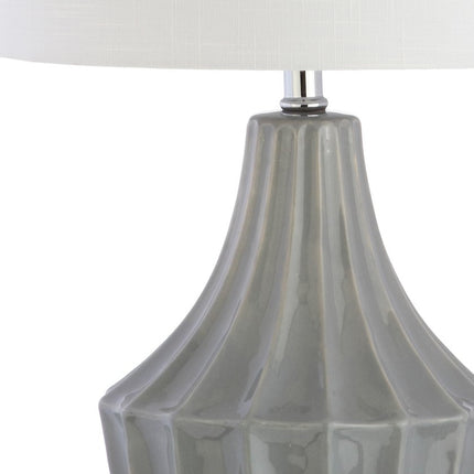 25" Gray And Clear Novelty Table Lamp With Drum Shade HomeRoots