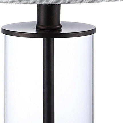 Set of Two 21" Antiqued Bronze USB Table Lamps With Drum Shades HomeRoots