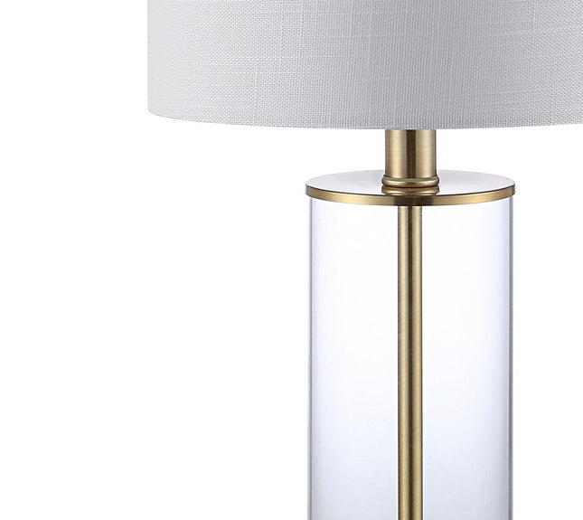 Set of Two 21" Gold USB Table Lamps With Drum Shades HomeRoots
