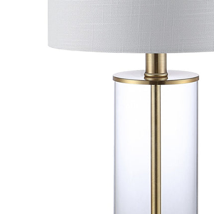 Set of Two 21" Gold USB Table Lamps With Drum Shades HomeRoots