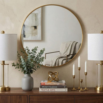Set of Two 21" Gold USB Table Lamps With Drum Shades HomeRoots