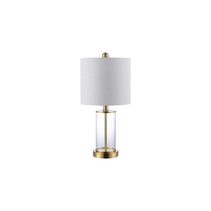 Set of Two 21" Gold USB Table Lamps With Drum Shades HomeRoots