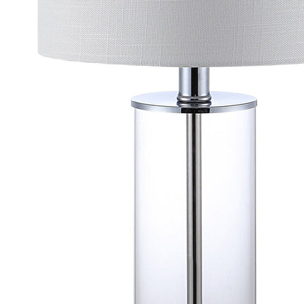 Set of Two 21" Silver USB Table Lamps With Drum Shades HomeRoots