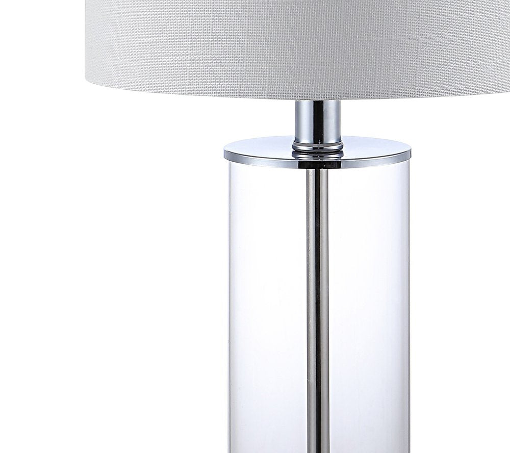 Set of Two 21" Silver USB Table Lamps LED With Drum Shades