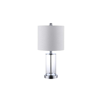 Set of Two 21" Silver USB Table Lamps With Drum Shades HomeRoots