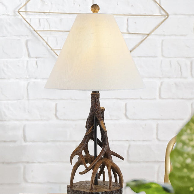 26" Dark Brown Antlers Table Lamp With Empire Shade HomeRoots