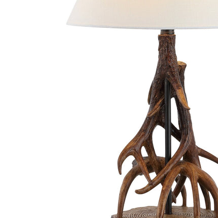 26" Dark Brown Antlers Table Lamp With Empire Shade