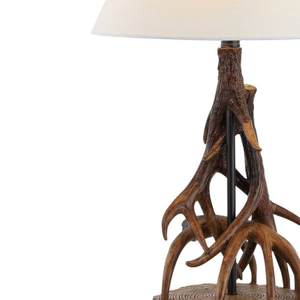 26" Dark Brown Antlers Table Lamp With Empire Shade HomeRoots