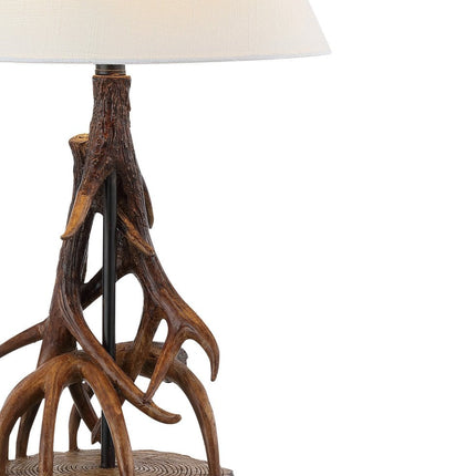 26" Dark Brown Antlers Table Lamp With Empire Shade HomeRoots