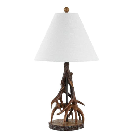 26" Dark Brown Antlers Table Lamp With Empire Shade HomeRoots