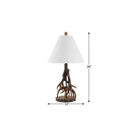 26" Dark Brown Antlers Table Lamp With Empire Shade