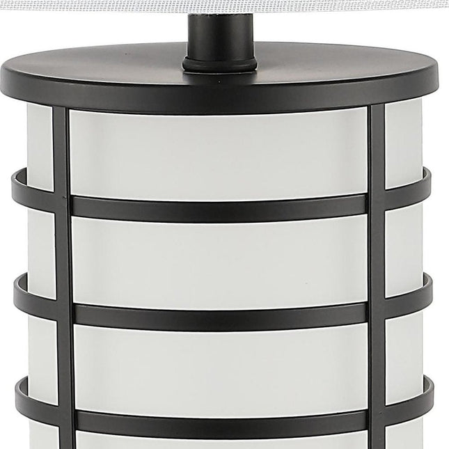 27" Black USB Table Lamp With Drum Shade HomeRoots